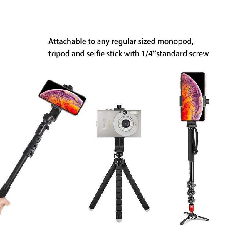 Ailun Phone Tripod Holder Mount Head 1/4" Screw Adapter,Rotatable Digtal Camera Bracket,Selfie Lens Monopod,Adjustable Ring Light