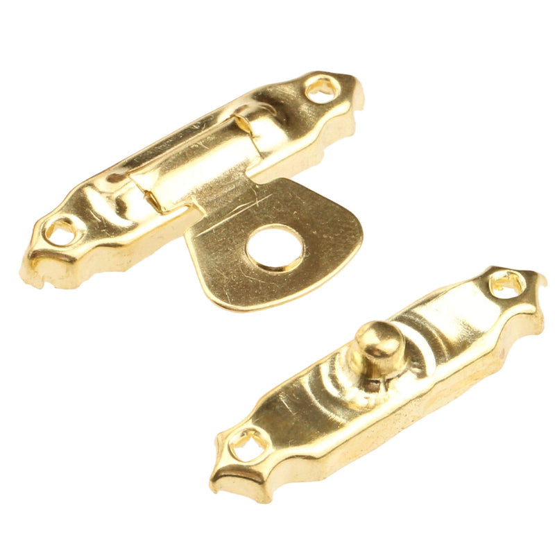 dophee 5 Pack Heavy-Duty Suitcase Latch Hasps, 26x16mm/1.02"x0.63" Gold Retro Decorative Cabinet Latch Hasps with Matchable Nails for Jewelry Box Wooden Case Trunks 10 Pieces