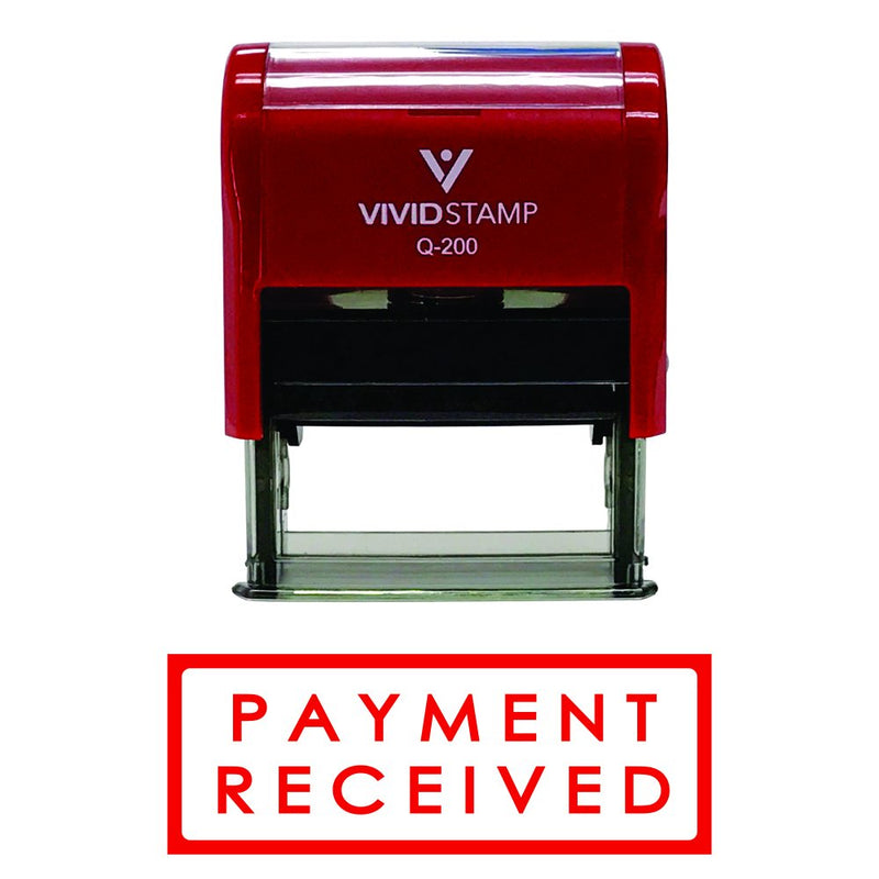 Payment Received w/Border Self Inking Rubber Stamp (Red Ink) Medium 9/16" x 1-1/2" Medium Red