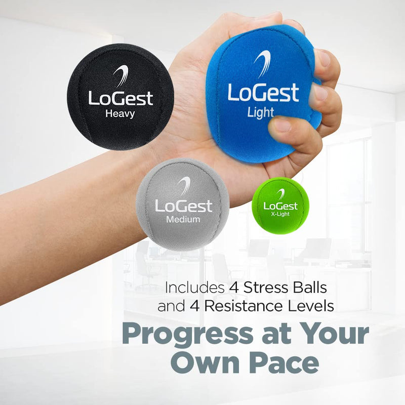 Logest Hand Stress Ball - Stress Reliever and Hand Exercise Ball - Stress Balls for Adults to Strengthen Grip Reduce Carpal Tunnel Pain Anxiety Finger Hand Green, Blue, Gray, Black