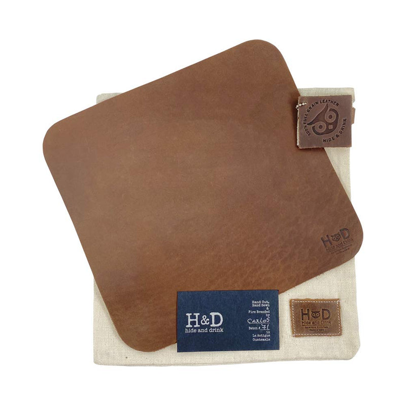 Hide & Drink, Thick Leather Durable Mouse Pad, Executive Work Desk & Office Essentials Handmade :: Bourbon Brown