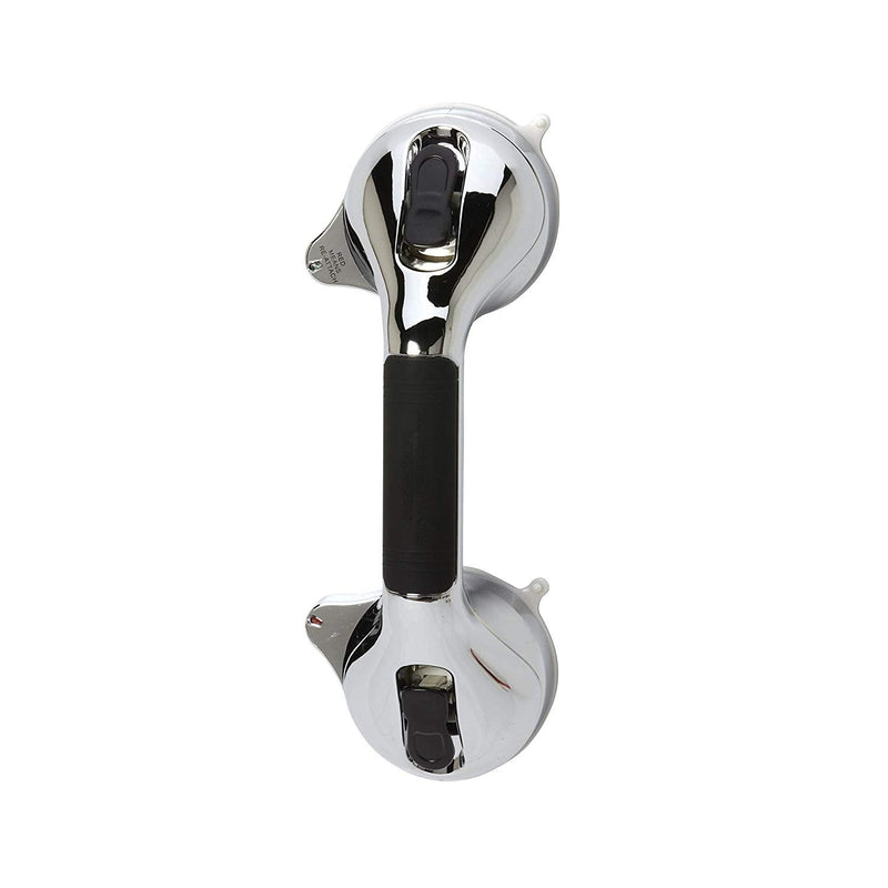 HealthSmart 12" Suction Cup Grab Bar, Safety Hand Rail, Support - Handicap, Elderly, Injury, Senior Assist, Color Indicator Showing when Bar is Secure, Chrome
