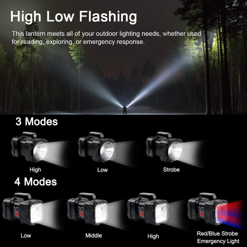 AlpsWolf Rechargeable Flashlight, LED Spotlight Flashlight 10000 Capacity 1200LM 20h Ultra-Long Standby 3+4 Lights Modes Camping Flashlight Waterproof with USB Output as a Power Bank Small