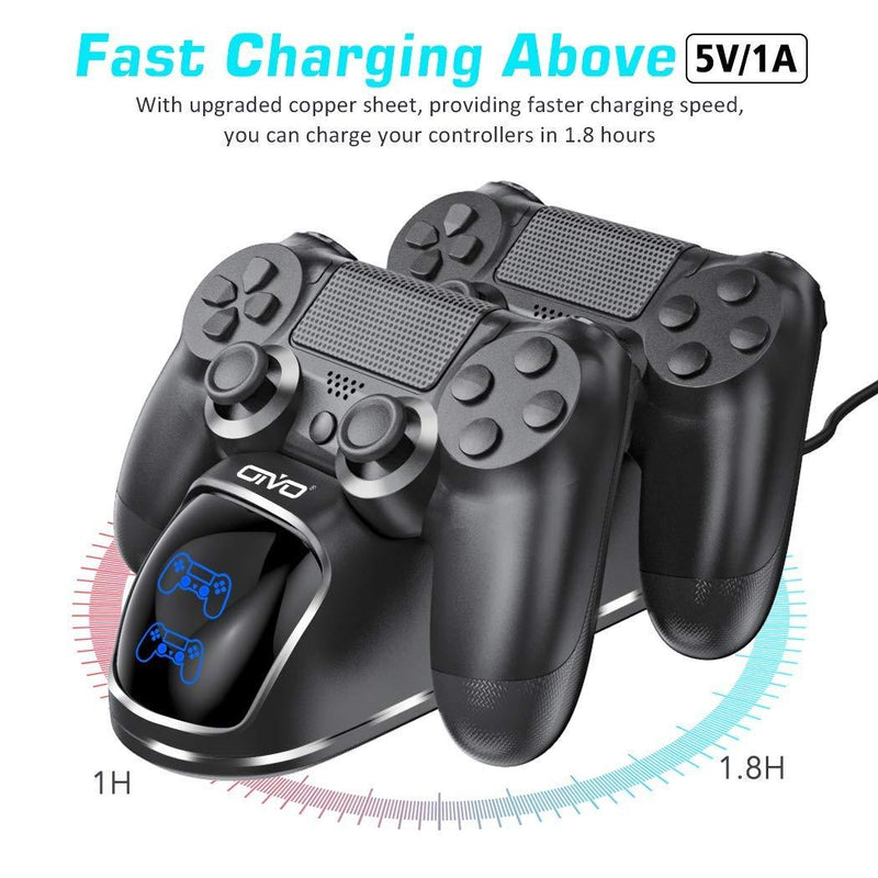 PS4 Controller Charger Dock Station, OIVO Playstation 4 PS4 Controller Charging Dock Station Upgraded 1.8-Hours Charging Chip, Charging Dock Station Replacement for PS4 Dualshock 4 Controller Charger