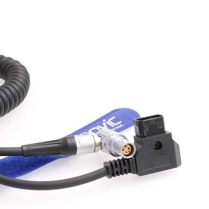 Eonvic D-Tap to Right Angle Female 1B 6Pin(4+2) Power Coiled Cable for RED Scarlet Epic DSMC Camera from V-Mount or Gold Mount Battery