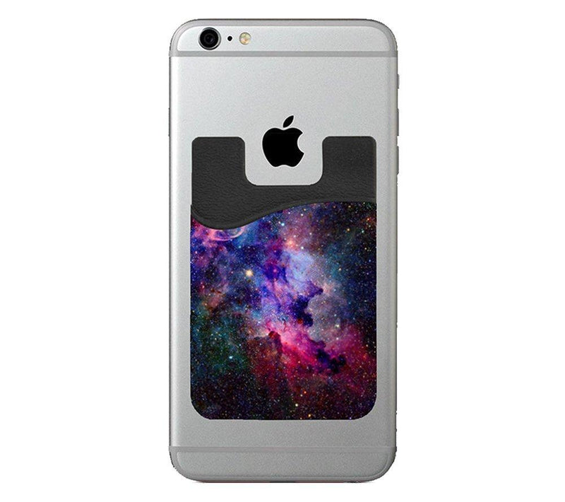(Two) Galaxy cell phone stick on wallet card holder phone pocket for iPhone, Android and all smartphones.