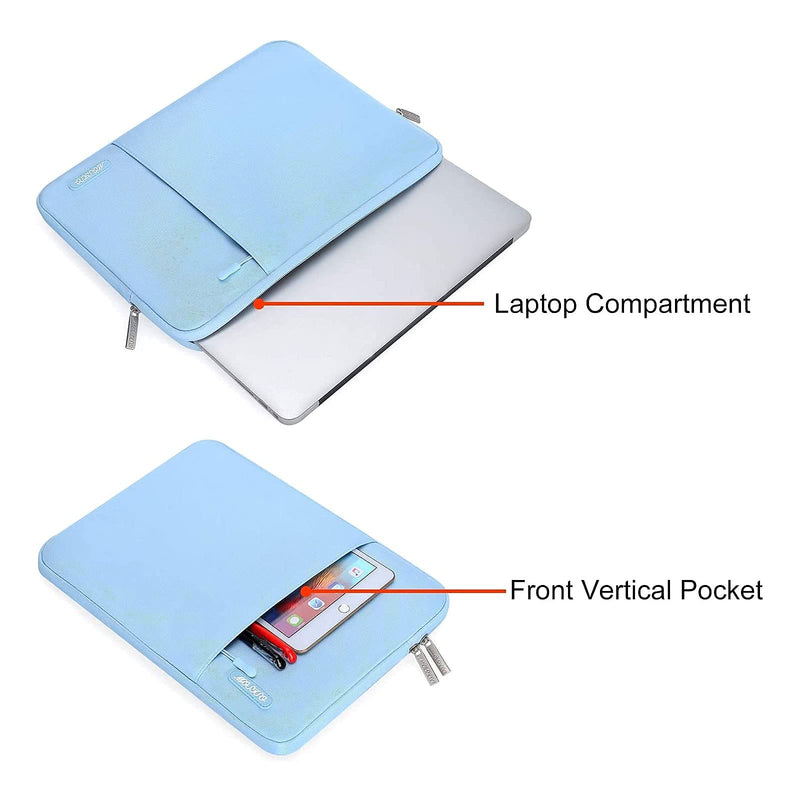 MOSISO Compatible with MacBook Air 13 inch Case 2018-2020 Release A2337 M1 A2179 A1932, Plastic Hard Case & Vertical Sleeve Bag, Airy Blue