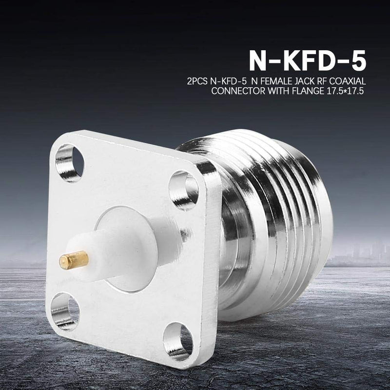 2Pcs N KFD 5â€‚N Female Jack RF Coaxial Chassis Coax Connector Square Socket Panel Mount with Flange 17.5 x 17.5