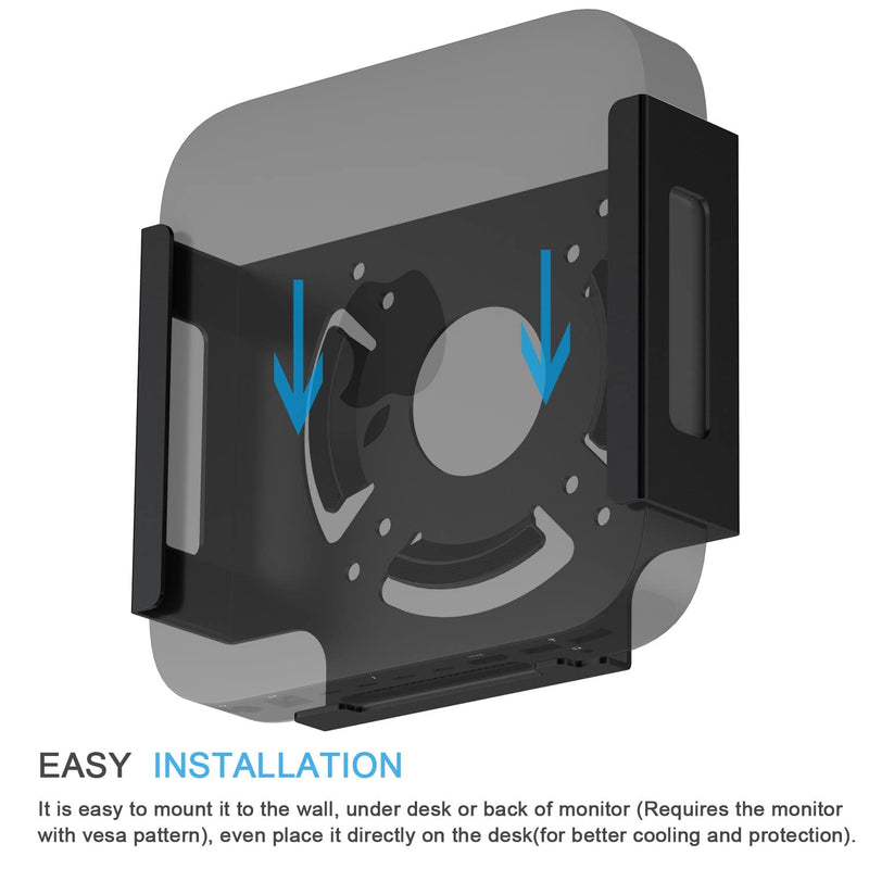 IFCASE Mac Mini M2 Mount, Heat Dissipation Design Anti-Scratch Behind Monitor, Under Desk, Wall Mount Stand for Mac Mini 2011 to 2023 M2 Pro, Compatible with VESA Hole (Black) Black