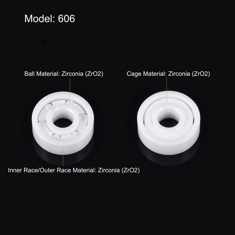 uxcell 606 Full Ceramic Bearings 6x17x6mm Deep Groove Miniature Ball Bearing Zirconia (ZrO2)
