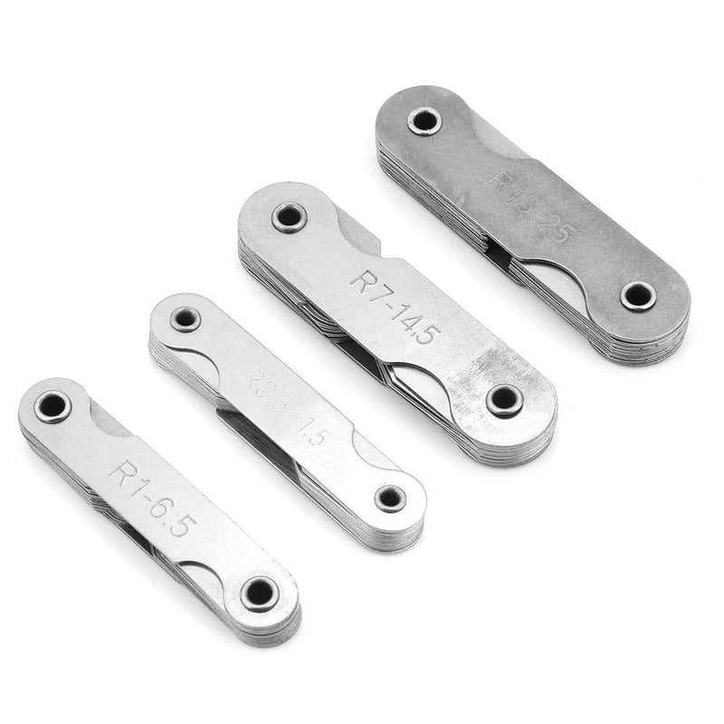 4pcs Stainless Steel Radius Fillet Gauge Portable Concave Convex Measuring Tool R0.3-1.5/ R1-6.5/ R7-14.5/ R15-25