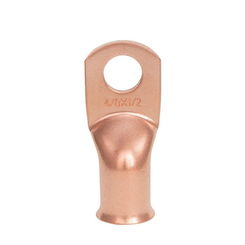 10 PCS 4/0AWG - 1/2''Stud Heavy Duty Copper Terminals,Battery Cable Crimp Lugs,Battery Cable Ends, Bare Copper Eyelets Tubular Ring Terminals,Closed End Crimp Electric Connectors