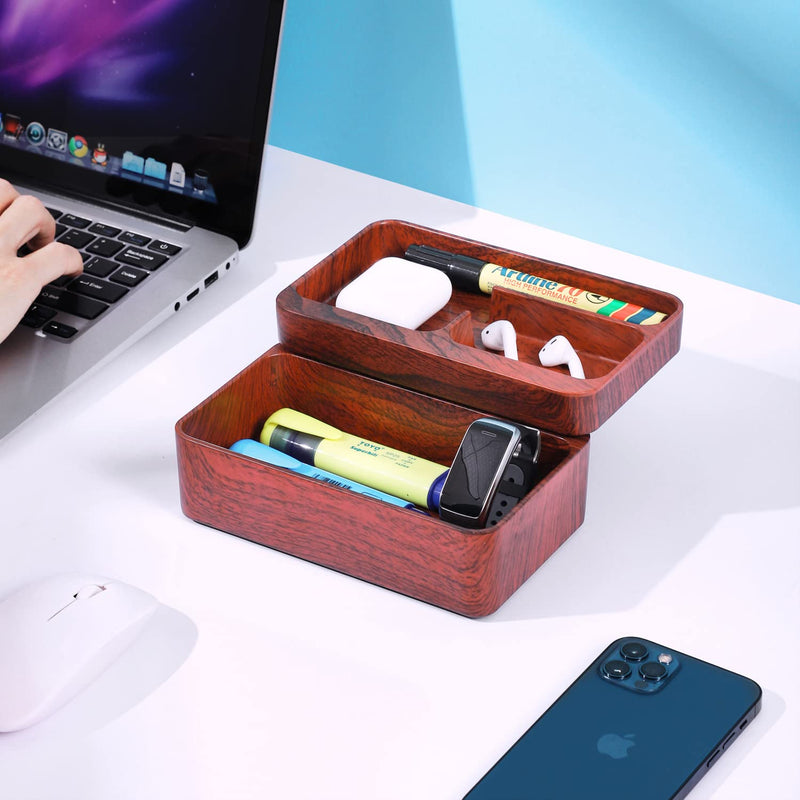 Valet Tray Box with Magnetic Rotating, Office Desk Daily Supplies Organizer