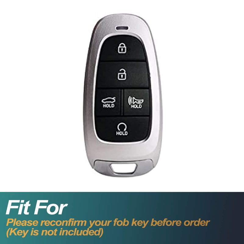 FEYOUN Key Fob Cover Compatible with 2022 2021 2020 2019 Hyundai Sonata Santa Fe Tucson Smart 5 Buttons TPU Remote Keyless Key Fob Case Protection Shell Accessories, White