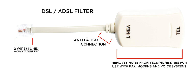 2 Wire, 1 Line DSL Filter - for Removing Noise and Other Problems from DSL Related Phone Lines - 2 Pack Ivory