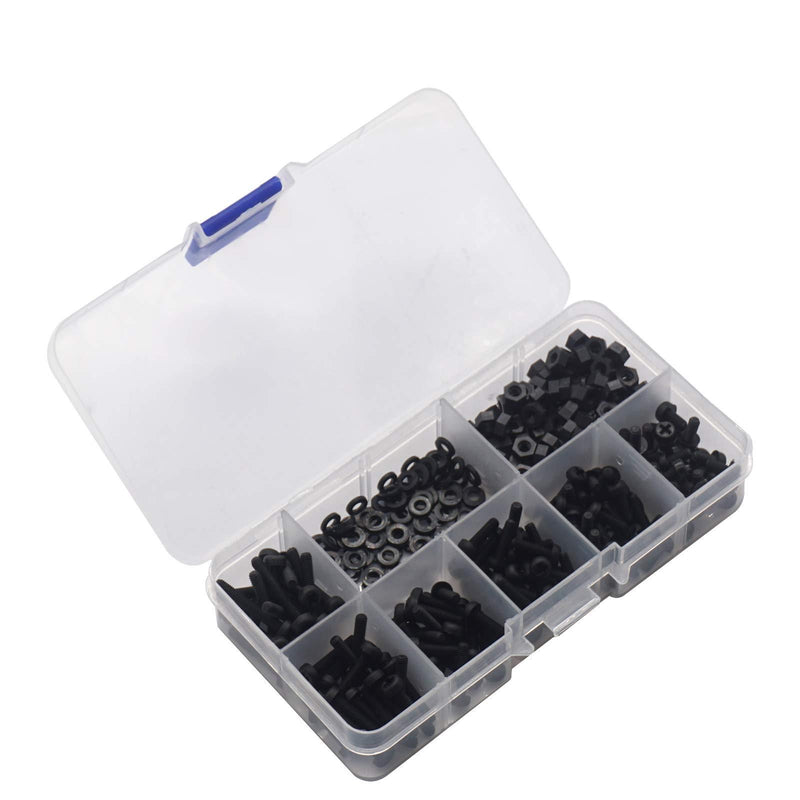 350Pcs ShareGoo M3 Nylon Screws Bolts and Nuts M3 Hex Screws M3 Washers Spacer Standoff Hardware Assorted Kit for RC FPV Drone Audunio PCB Board