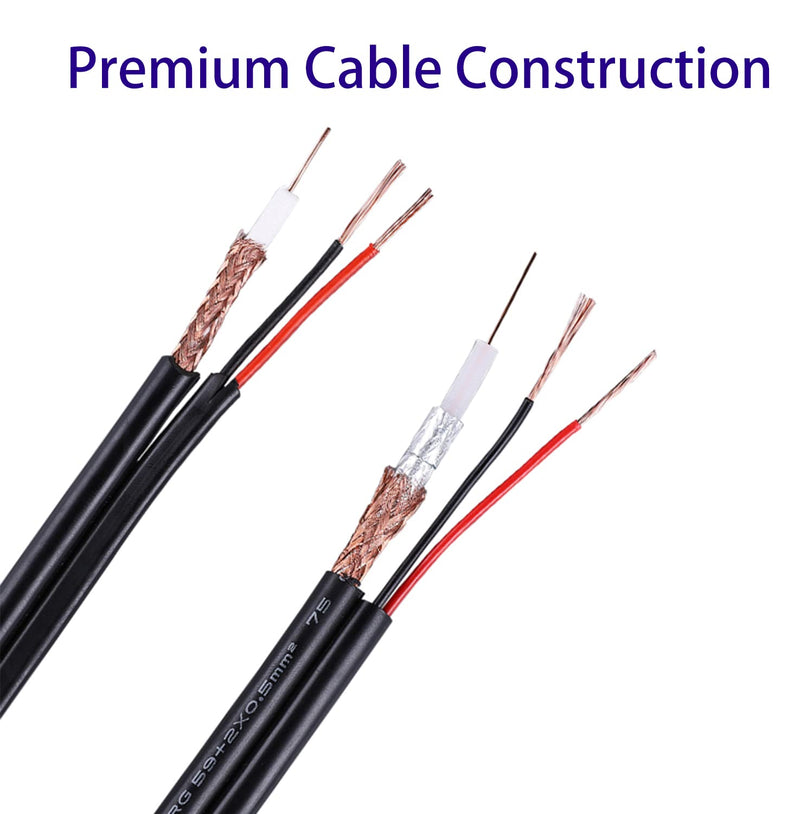 Hiseeu 96Ft BNC Cable BNC Vedio Power Cable Pre-Made Al-in-One Camera Video BNC Cable Wire Cord for Surveillance CCTV Security System with Connectors(BNC Female and BNC to RCA) 96Ft (30 meters) BNC Cable