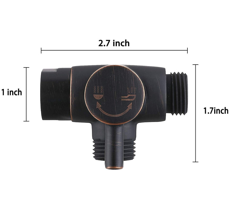 G-Promise Solid Metal Shower Arm Diverter for Hand Held Showerhead and Fixed Spray Head ∣ G 1/2 Three-Way Bathroom Universal Shower System Replacement Part (Oil Rubbed Bronze)