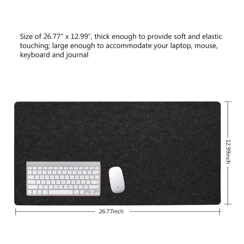 Desk Pad, Desk Blotter Desk Mat Mouse Pad Anti-Static Felts Table Mouse Mat Non-Slip Desk Laptop Pad with Good Insulation for School Office Table Pad(Black) Dark Gray