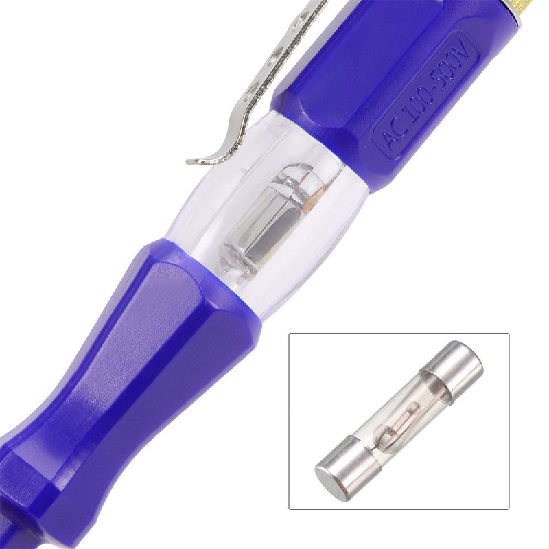 uxcell Voltage Tester AC 100-500V with 3mm Slotted Screwdriver with Clip for Circuit Test, Blue, Pack of 4