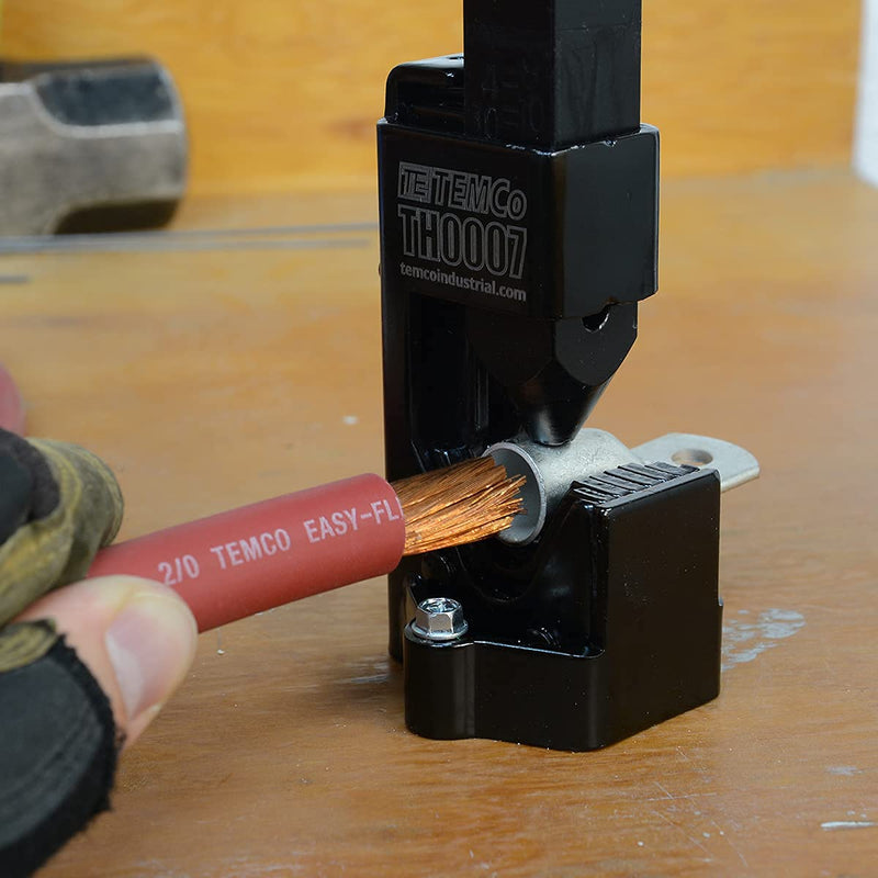 TEMCo Hammer Lug Crimper Tool V2 with holes for bench mounting (Crimps Battery and Welding cables 8 AWG TO 4/0 Wire Gauge)