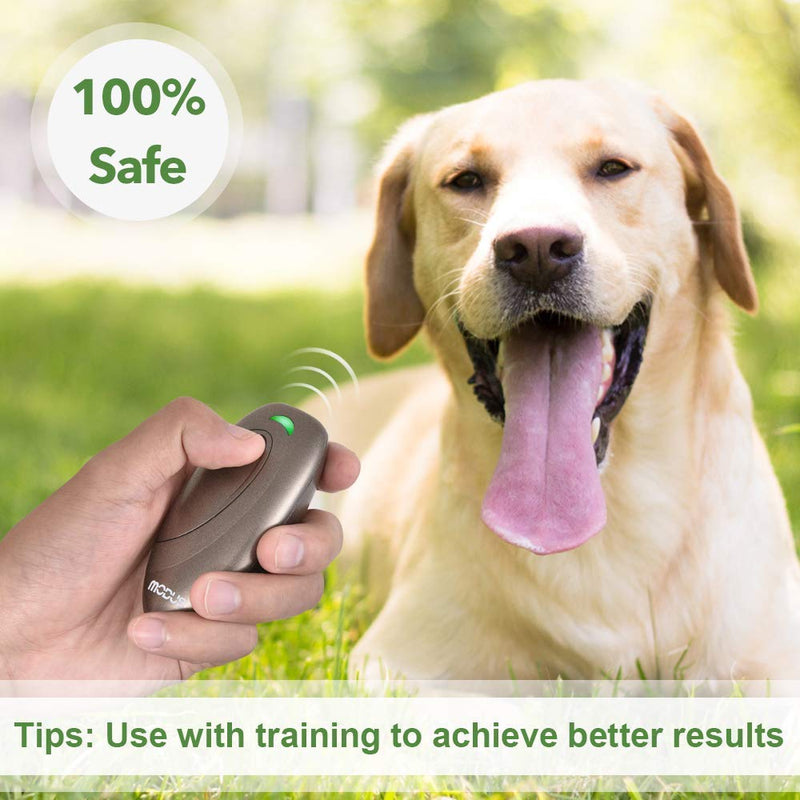 MODUS Ultrasonic Dog Barking Deterrent, 2-in-1 Dog Training and Bark Control Device, Anti-Barking Device, Control Range of 16.4 Ft, Battery Included, LED Indicate, Indoor and Outdoor Brown