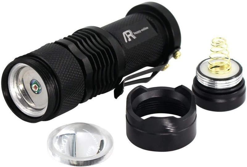 AR happy online 3 Pack AR-200 Zoomable 3 Modes Red Light LED Flashlight, Red Flashlight, Red Light Flashlight Torch with Clip, Red LED Flashlight for Hunting, Astronomy, Aviation, Night Observation Black Shell/Red Light