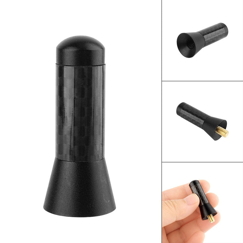 Car Radio Aerial Antenna,3.5cm Carbon Fiber Universal Screw Aluminum Car Short Decoration Antenna,for Vehicle with External Antenna