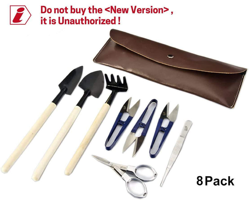 Bonsai Set 8 Pcs - Include Pruner,Fold Scissors,Mini Rake,Bud & Leaf Trimmer Set by ZELAR Made