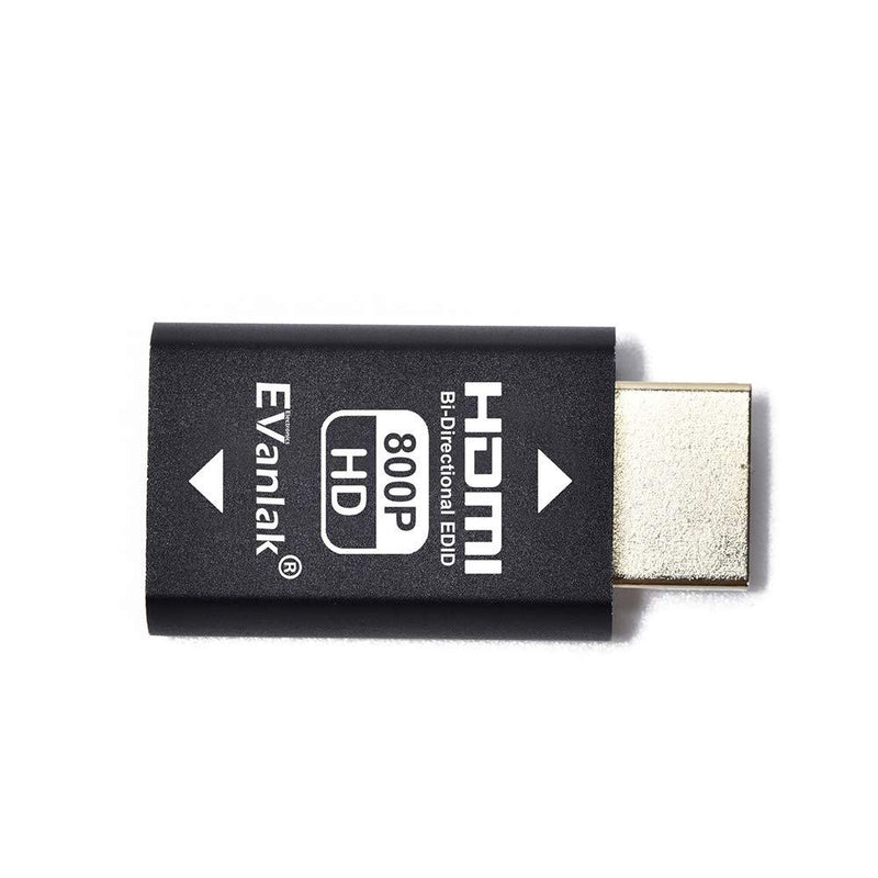 EVanlak Hdmi Edid Emulator Passthrough Dongle (3rd Generrtion Premium Aluminum)Eliminated Emulator Adapter Edid Emulator Work With Mac Thunderbolt to HDMI Switches / Extender/AV Receiver/Video Splitt HDMI EDID 800-1P