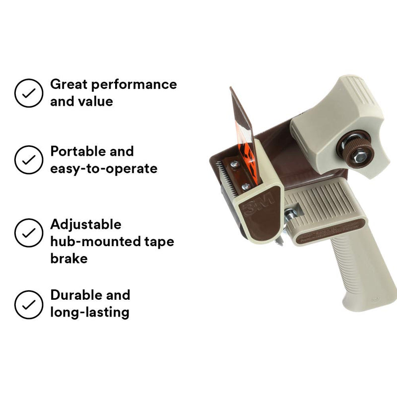 Scotch - 21200190087 H180 Industrial Packing Tape Dispenser for 2" Tape – Lightweight and Portable for Commercial Packaging, Shipping, Moving, Carton and Box Sealing, Gray (19008)