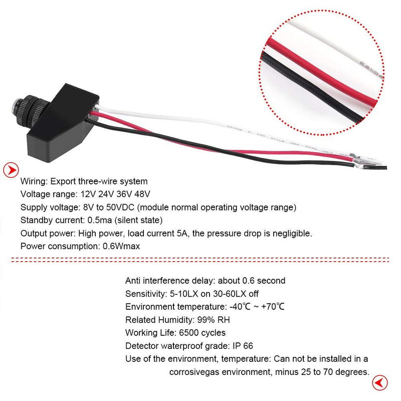 Photocell Switch, Photoelectric Switch with ThreeWire System, Mini Light Switching Sensor Remote Photocell, Dusk to Dawn Sensor Photoelectric Switch