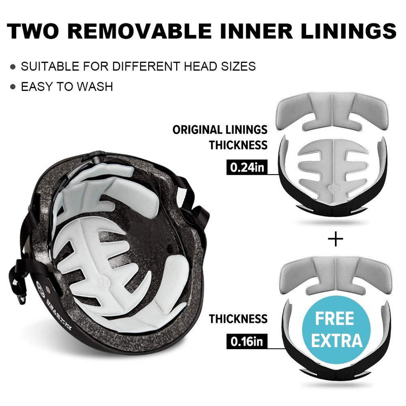 OutdoorMaster Skateboard Cycling Helmet - Two Removable Liners Ventilation Multi-Sport Scooter Roller Skate Inline Skating Rollerblading for Kids, Youth & Adults Black Small