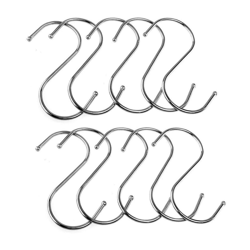 Kaariss Premium 10-Pack Stainless Steel Round S Shaped Hooks