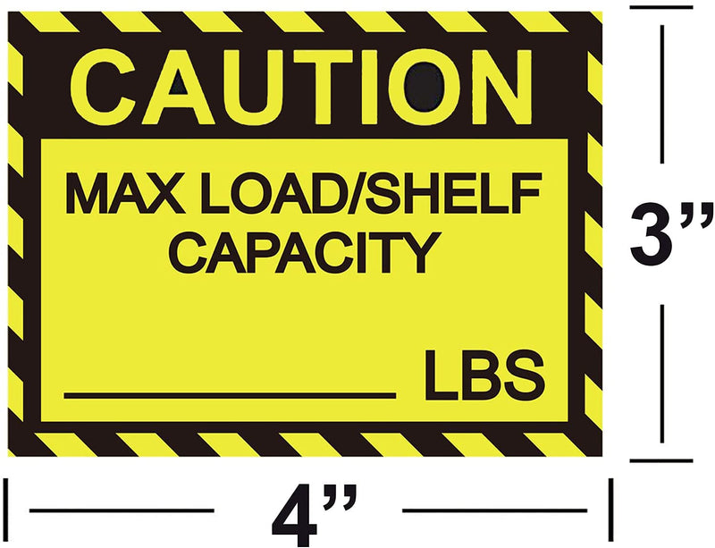 Remarkable Pallet Rack Capacity Label,3×4 Inch Caution MAX LoadShelf LBS Warning Stickers for Warehouse Safety, 25 PcsPack Industrial Strength Sticker