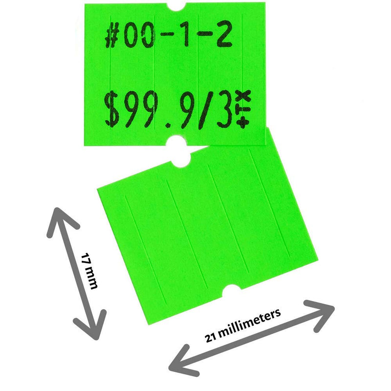 Fluorescent Green Perco Labels for Perco 2 Line Labeler Gun - 1 Sleeve, 6,000 Labels