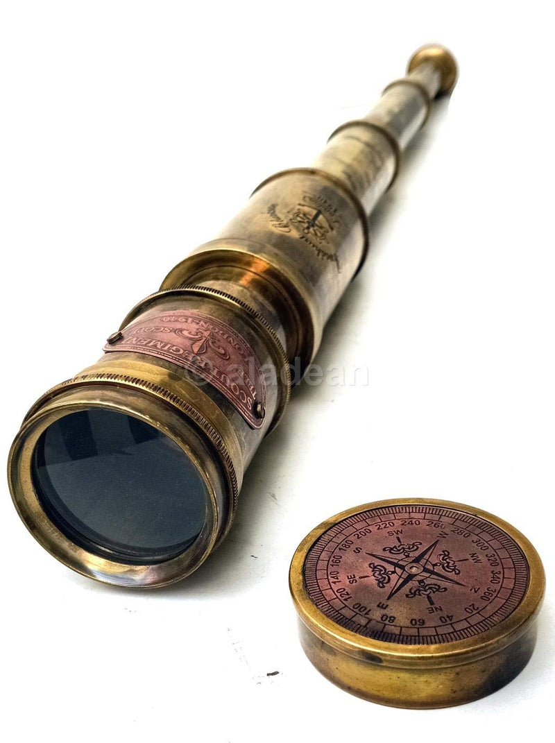 Scout Regiment Brass Telescope 19" London 1940 Broadhurt Clarkson Antique Replica Spyglass Scope High Resolution DF Lens Brilliant Magnification
