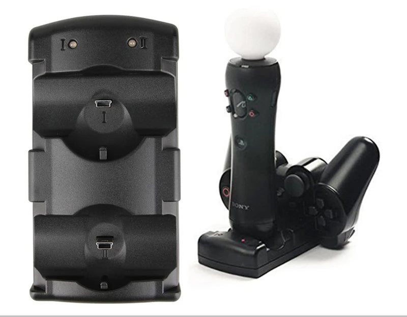 DIGISHUO PS3 Controller Dual Charger Dock Stand for Sony Playstation 3 PS Move Controller Wireless Dualshock 3 Charging 2 USB PS3 Cable Compatible Ports with LED Indicators Black