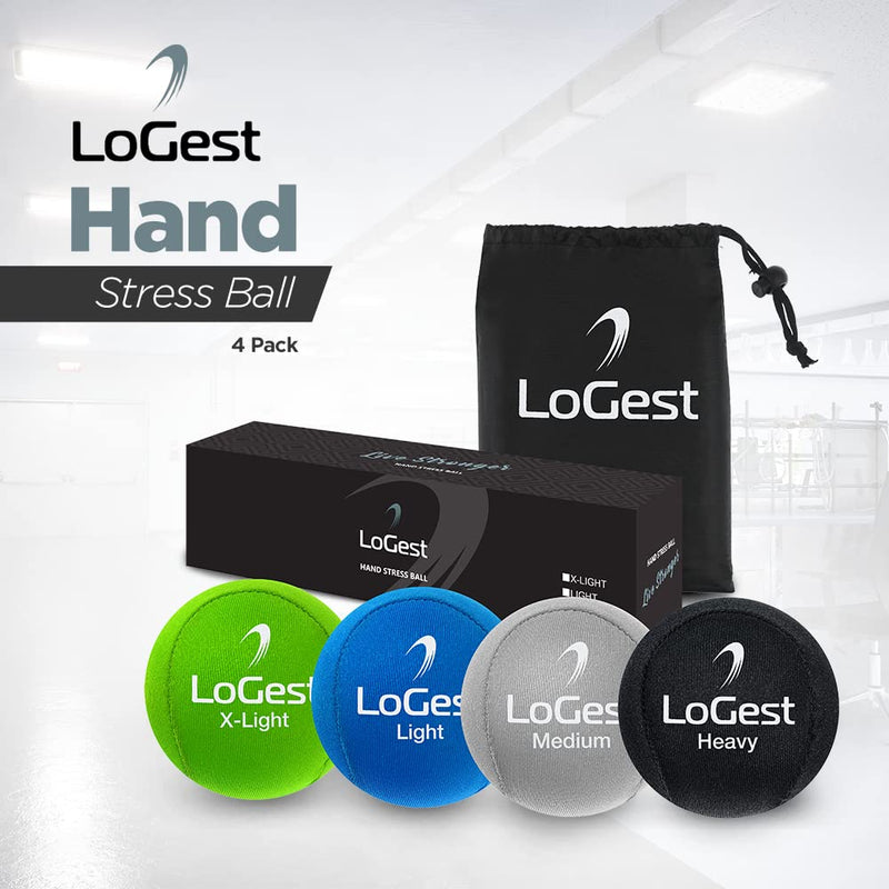 Logest Hand Stress Ball - Stress Reliever and Hand Exercise Ball - Stress Balls for Adults to Strengthen Grip Reduce Carpal Tunnel Pain Anxiety Finger Hand Green, Blue, Gray, Black