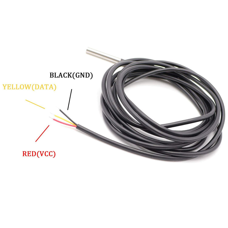 TWTADE 5Pcs 3M Temperature Sensors Waterproof Stainless Steel Temperature Range(-55℃~ +125℃) 6mm Temperature Probe Sensors for Arduino Measuring The Air Temperature/Liquids DS18B20-3M-5 3M 5Pcs