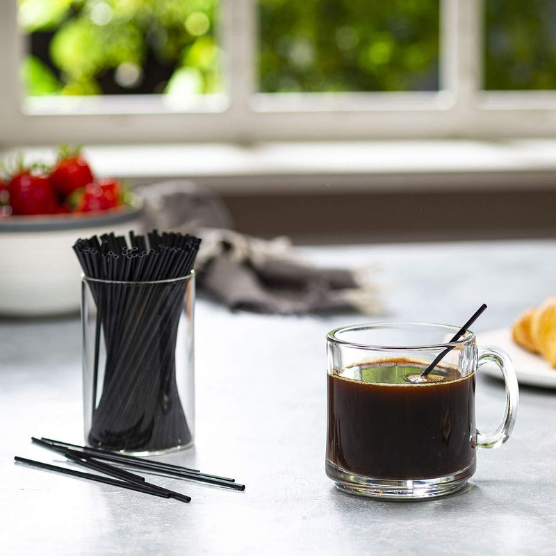 5 Inch Coffee & Cocktail Stirrers / Straws [1000 Count] Disposable Plastic Sip Stir Sticks - Black 5 Inch - Black