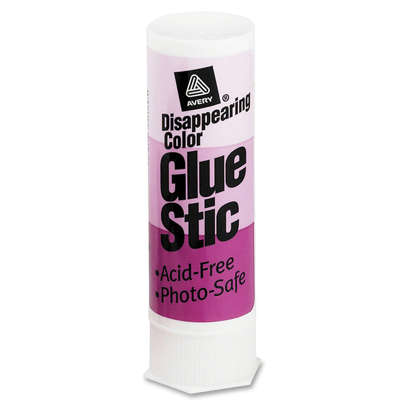 Avery Glue Stic Disappearing Purple Color, 0.26 oz., Washable, Nontoxic, Permanent Adhesive, 18 Glue Sticks (98079) 18 Pack