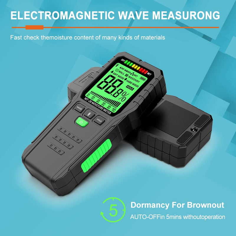 Pinless Wood Moisture Meters Drywall Mold Moisture Detector for Lumber Concrete Building -Wall Moisture Sensor Digital Humidity Tester for Firewood (Pinless) Pinless