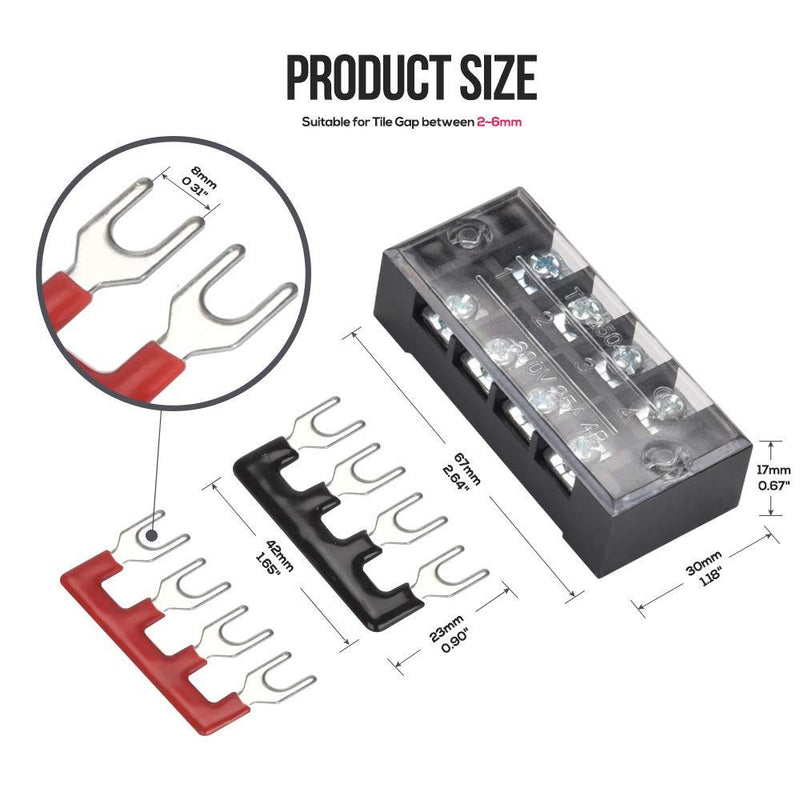 73Pcs(6Sets) Terminal Block Set, 6Pcs 4 Positions 600V 25A Dual Row Screw Terminal Strip Block + 6Pcs Pre-Insulated Terminals Barrier Strip + 60Pcs Insulated Fork Wire Connector by CGele… 25A 4P+6 pcs Jumpers
