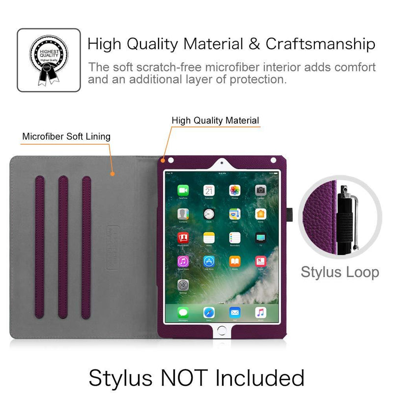 Fintie Case for iPad 9.7 2018 2017 / iPad Air 2 / iPad Air 1 - [Corner Protection] Multi-Angle Viewing Folio Cover w/Pocket, Auto Wake/Sleep for iPad 6th / 5th Generation, Purple