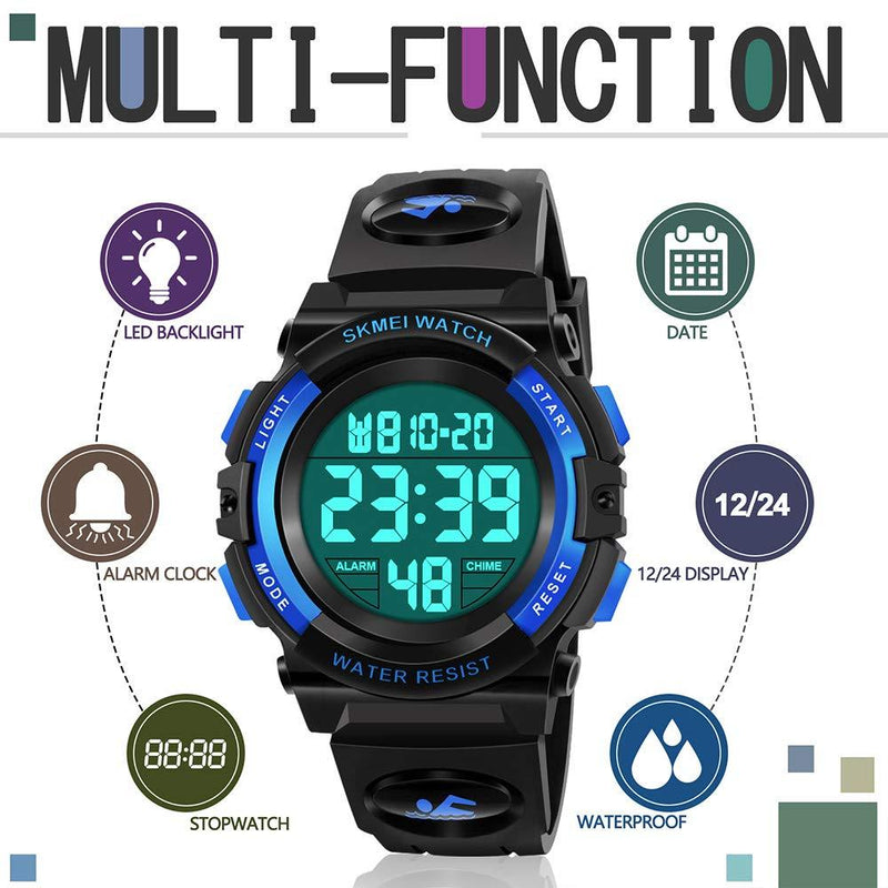 ATIMO LED 50M Waterproof Sports Digital Watch for Kids - Kids Gifts Blue