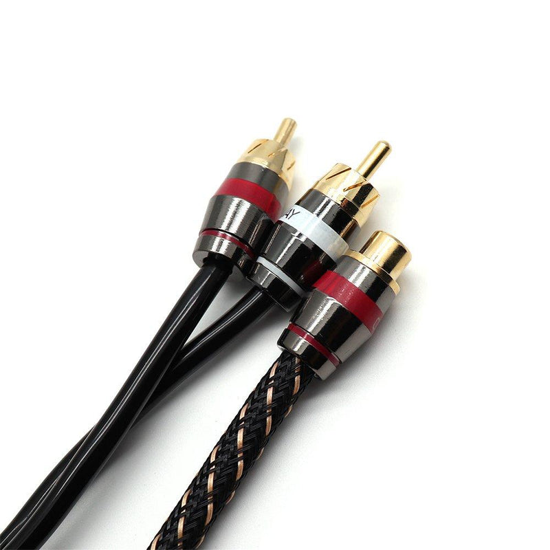 Sydien 2Pcs 12 Inches Nylon Braided 1 Female to 2 Male Plug RCA Y Splitter Audio Video Adapter Cable 1 Female to 2 Male(12''/30.5cm) 2pcs