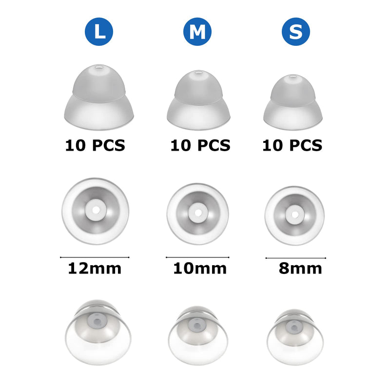 30 Packs Dome Hearing Aid Silicone Hearing Aid Domes Hearing Aid Power Domes Medium Power Domes Small Close Domes Ear Tips Hearing Direct Domes Large Power Dome for Hearing Resound Accessories (White) White