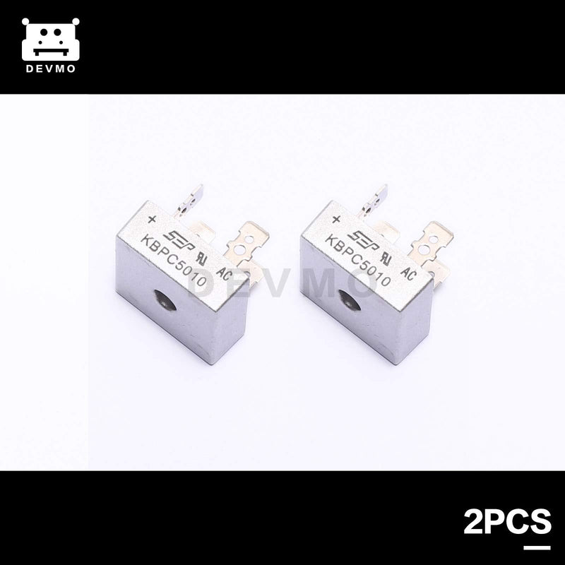 DEVMO 2Pcs 1000V 50A AC to DC Metal Case Single Phase Diode Bridge Rectifier KBPC5010 USA