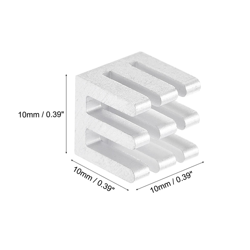 sourcing map Pack of 20 self-adhesive electronic aluminum heat sinks 10 x 10 x 10 mm silver tone for IC, MOS
